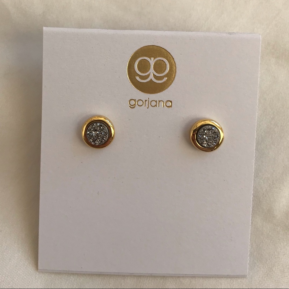Revolve Gorjana gold/silver druzy stud earrings